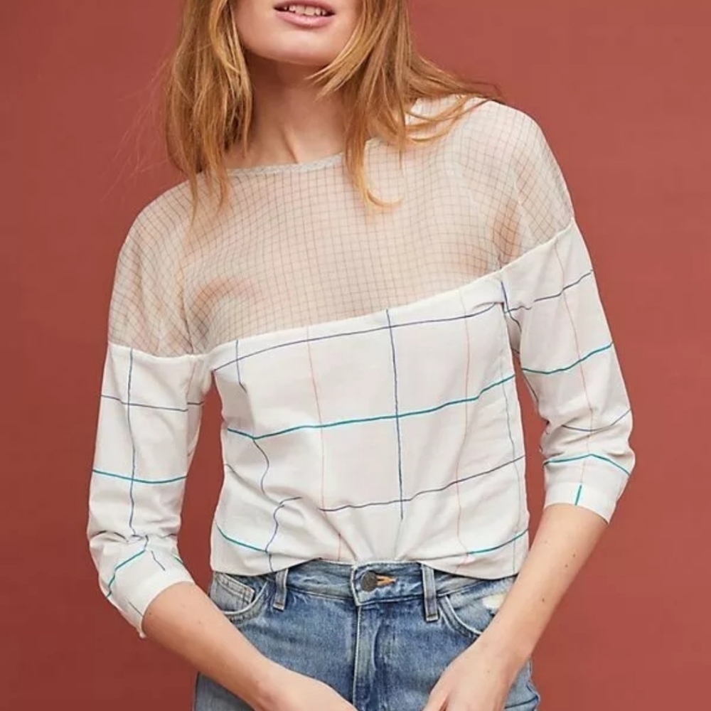 Anthropologie Windowpane Blouse